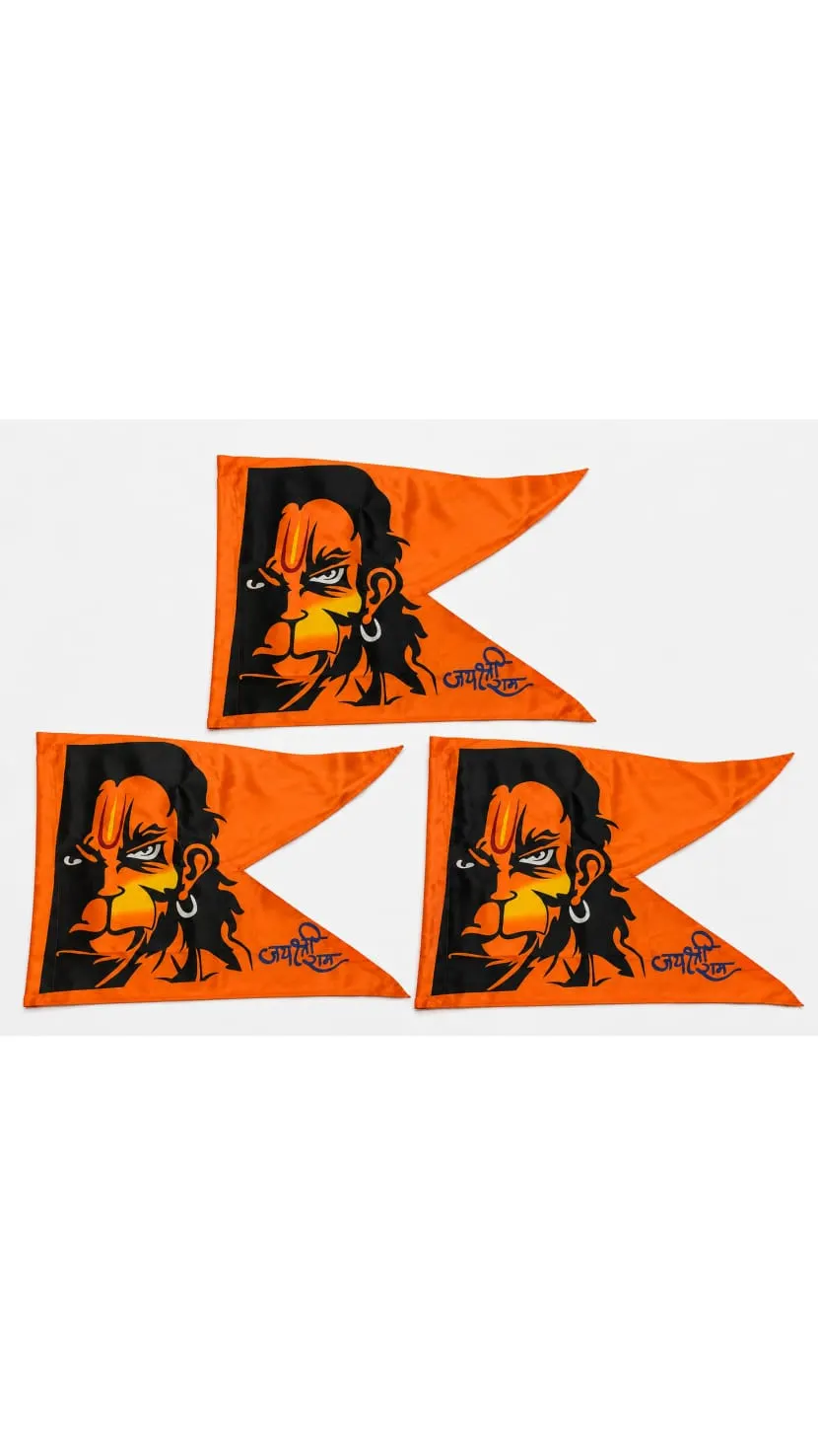 BHAGWA HANUMAN JI FLAG (PACK OF 3)