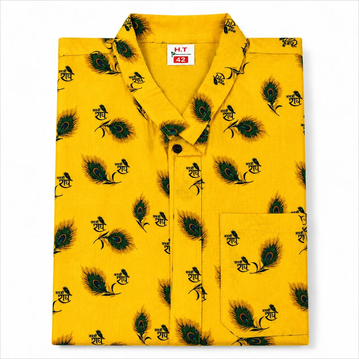 YELLOW RADHE PRINTED KURTA