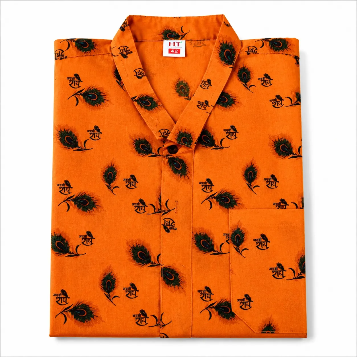 ORANGE RADHE PRINTED KURTA